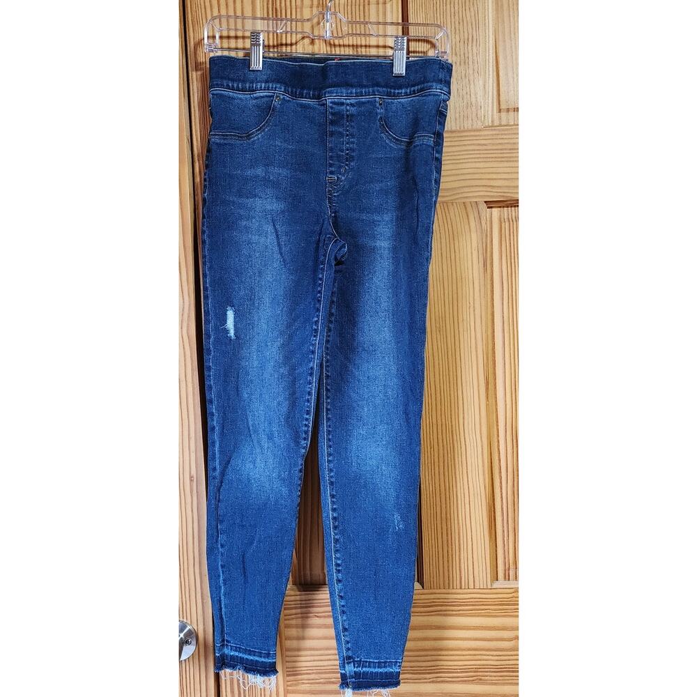 SPANX Women’s Skinny Jeans Medium Blue Stretch Denim Raw Hem